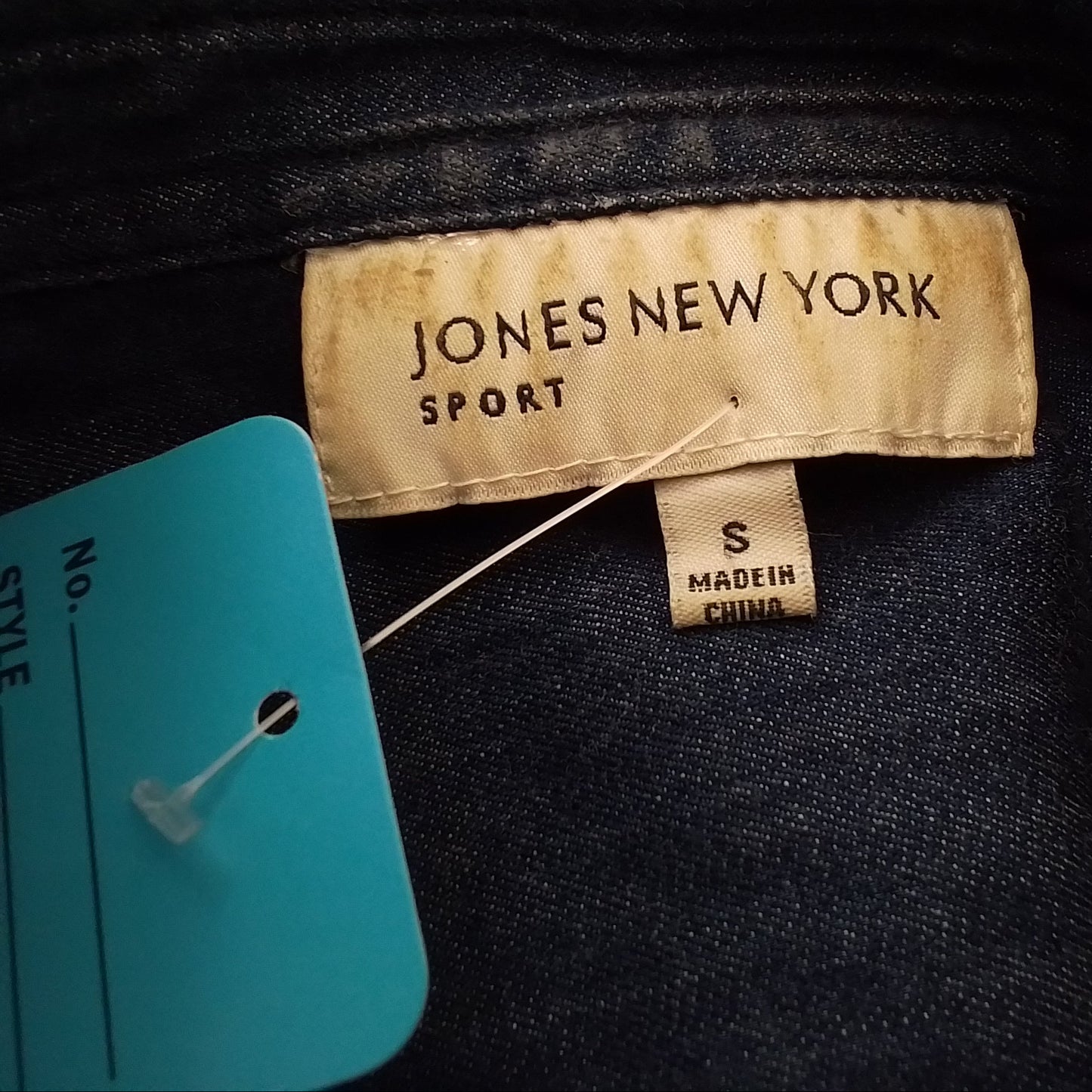 JONES NEW YORK Women's Blue Cotton Button Up Shirt - Size S