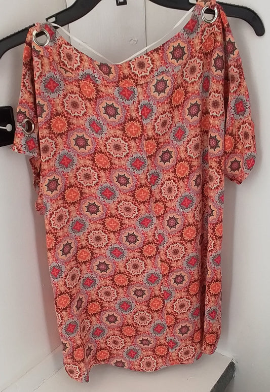 Women's Polyester Blouse - Size M - Pink, Black, Brown