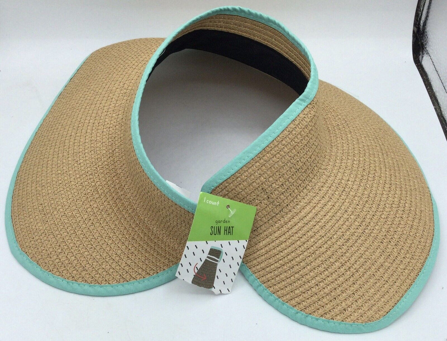 IQ Accessories Garden Sun Hat - Straw Color with Blue Trim