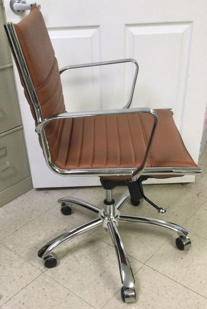 Euro Style Dirk Low Back Office Chair Cognac With Arms
