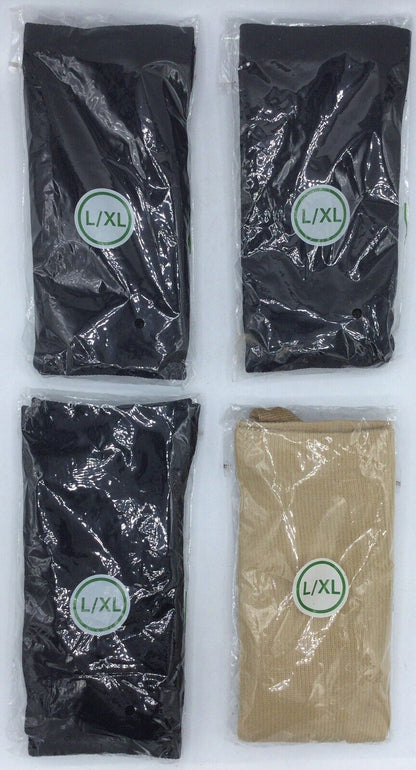 Compression Socks Unisex L/XL Leg Comfort Health -- 4 Pairs (3 Black, 1 Beige)