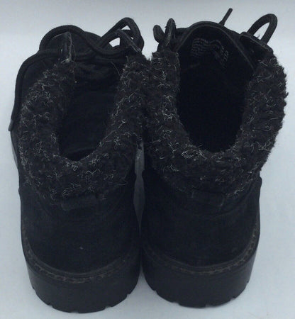 Predictions Black Suede Lace-Up Leather Snow Boots Size 7.5