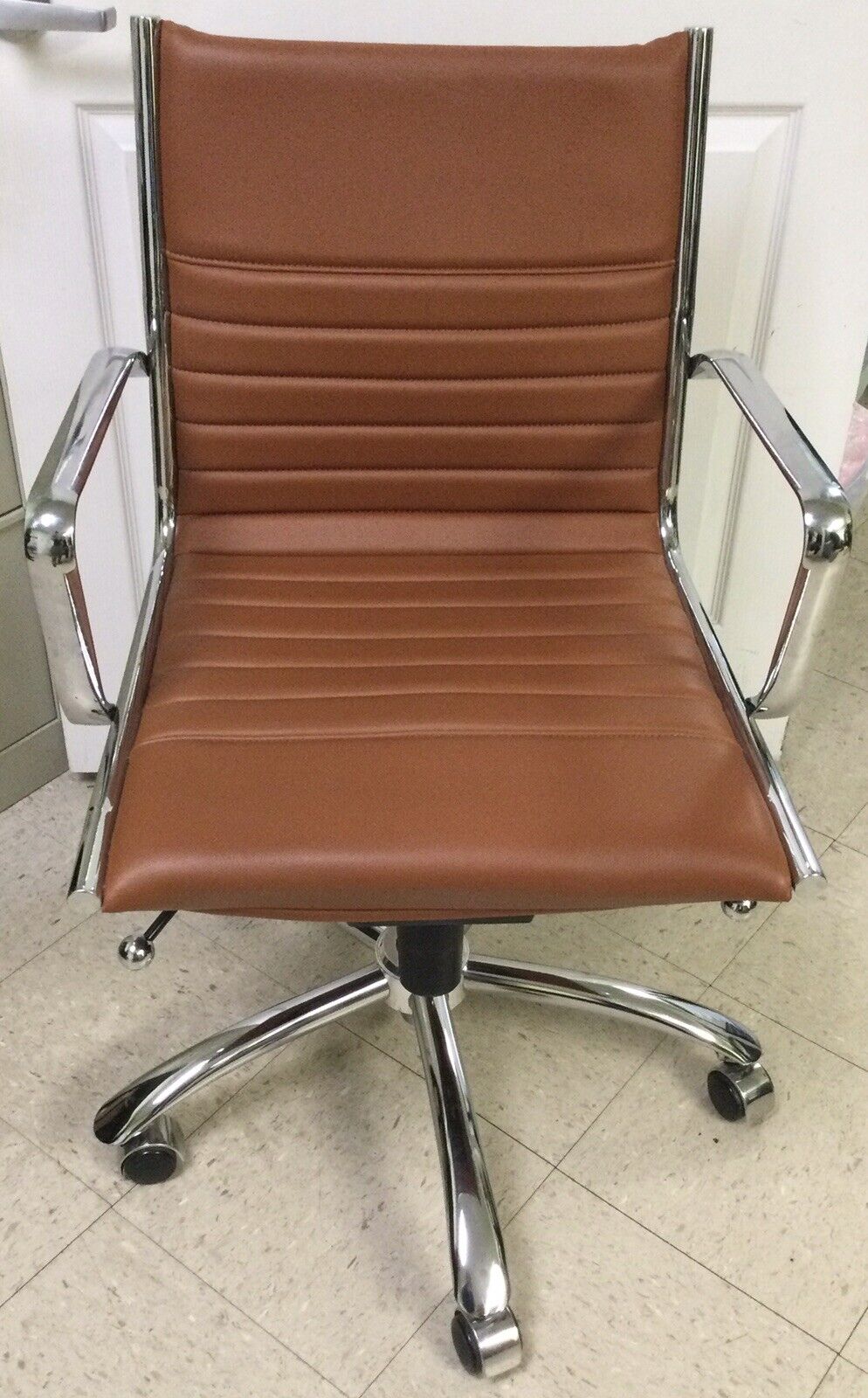 Euro Style Dirk Low Back Office Chair Cognac With Arms