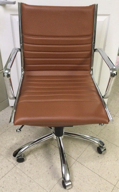 Euro Style Dirk Low Back Office Chair Cognac With Arms