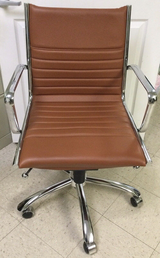 Euro Style Dirk Low Back Office Chair Cognac With Arms
