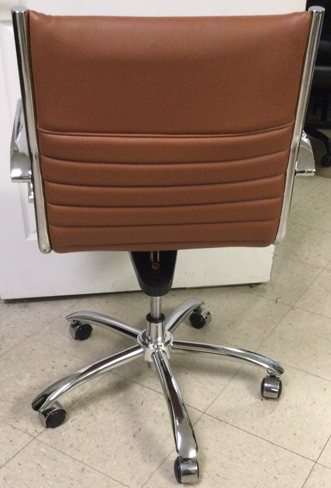 Euro Style Dirk Low Back Office Chair Cognac With Arms