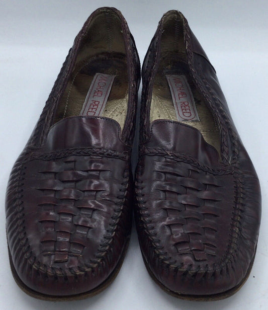 Michael Reed Woven Leather Burgundy Loafers US Size 10.5M