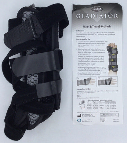 North Coast Medical Comfort Cool Gladiator Wrist and Thumb Orthosis Left, Medium