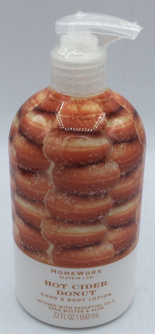 NEW HOMEWORX BY SLATKIN + CO HOT CIDER DONUT HAND & BODY LOTION - 22 FL OZ