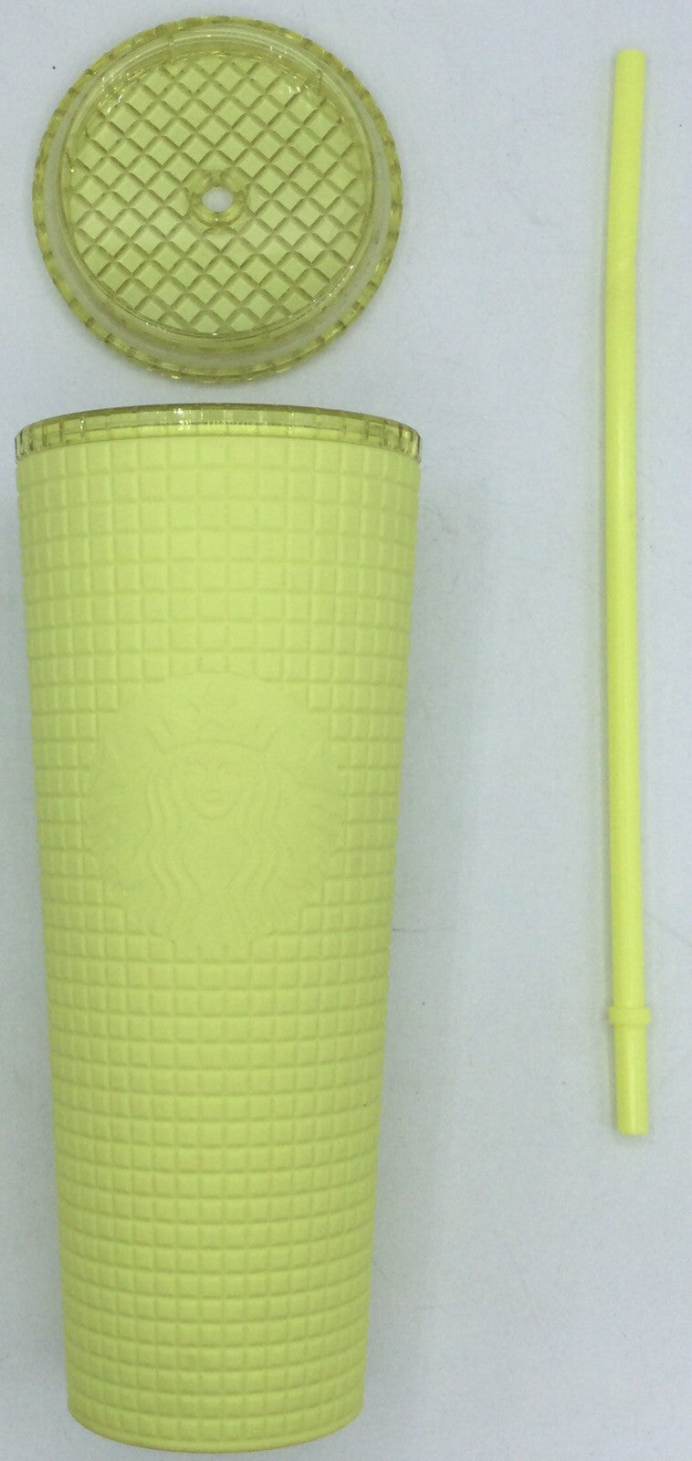 Starbucks Meadow Yellow Soft Touch Square Grid Round Tumbler Cold Cup 24 oz