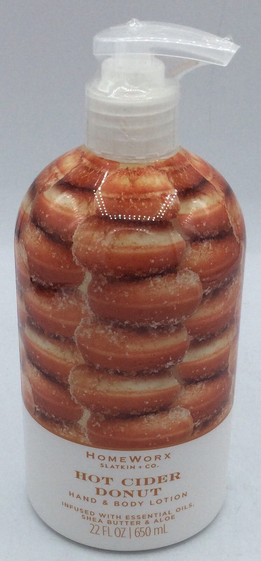 NEW HOMEWORX BY SLATKIN + CO HOT CIDER DONUT HAND & BODY LOTION - 22 FL OZ