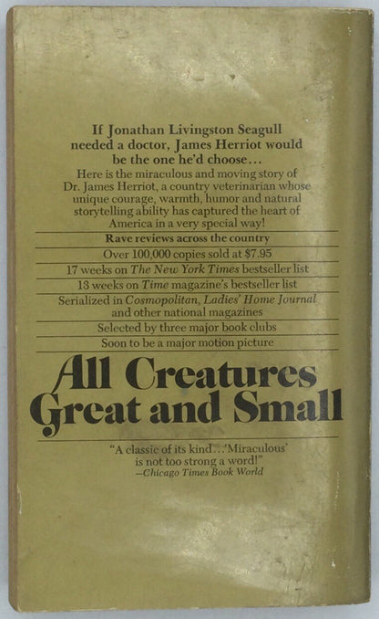 ALL CREATURES GREAT AND SMALL by James Herriot - Vintage 1973 Bantam Paperback