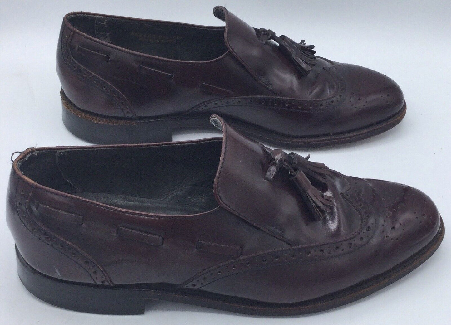 Jarman Burgundy Leather Dress Shoes Brogued Wingtip Loafers Men’s US 8.5 EEE