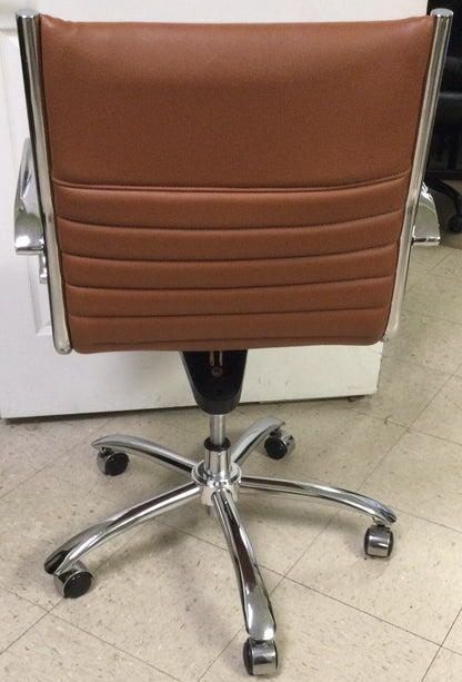 Euro Style Dirk Low Back Office Chair Cognac With Arms