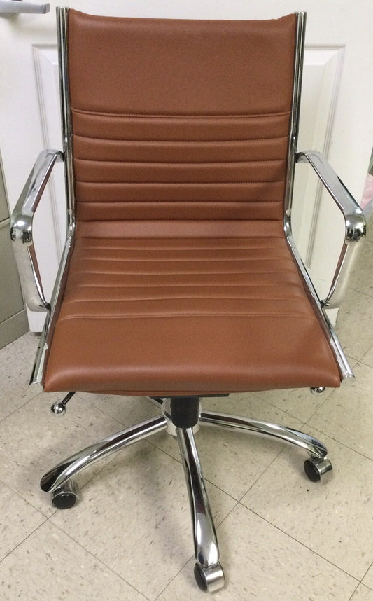 Euro Style Dirk Low Back Office Chair Cognac With Arms