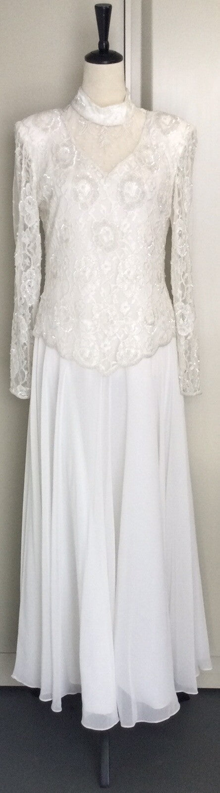Brilliante by J.A. Beaded Sequin White Dress Size S - Pre-Owned