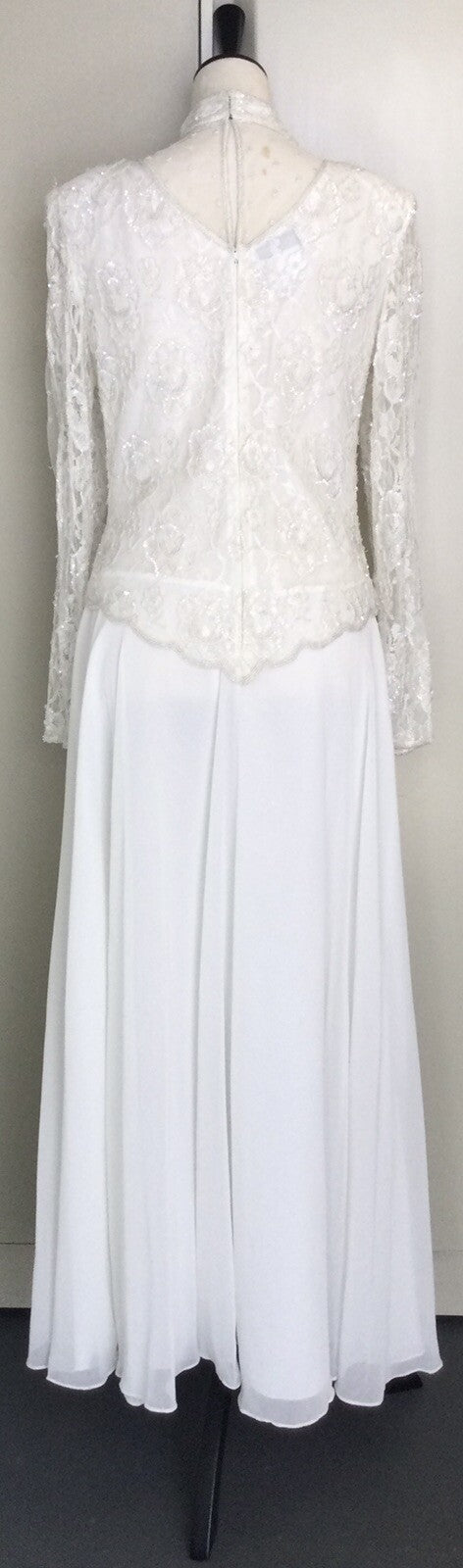 Brilliante by J.A. Beaded Sequin White Dress Size S - Pre-Owned
