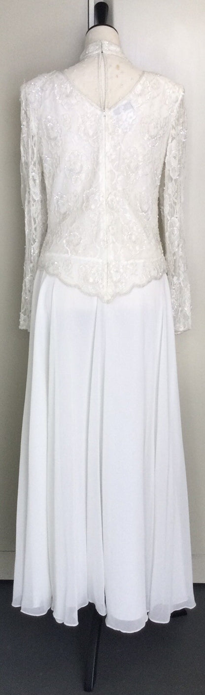 Brilliante by J.A. Beaded Sequin White Dress Size S - Pre-Owned