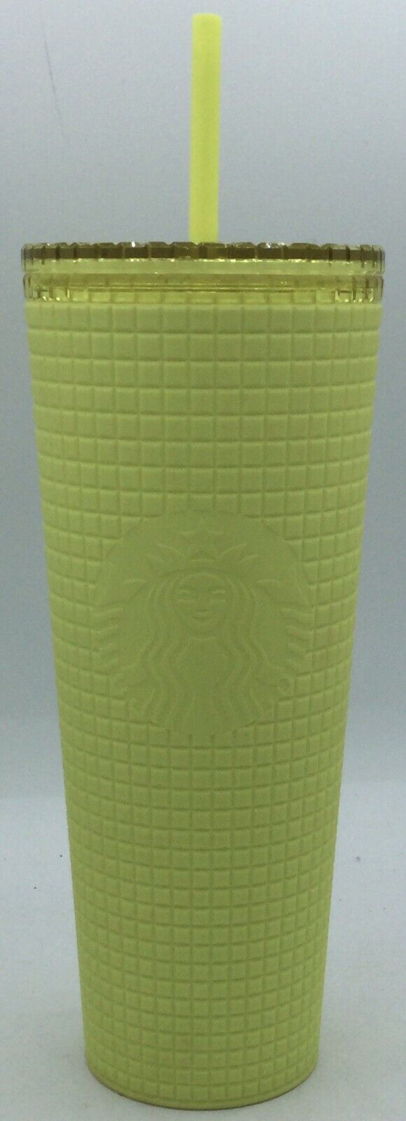 Starbucks Meadow Yellow Soft Touch Square Grid Round Tumbler Cold Cup 24 oz