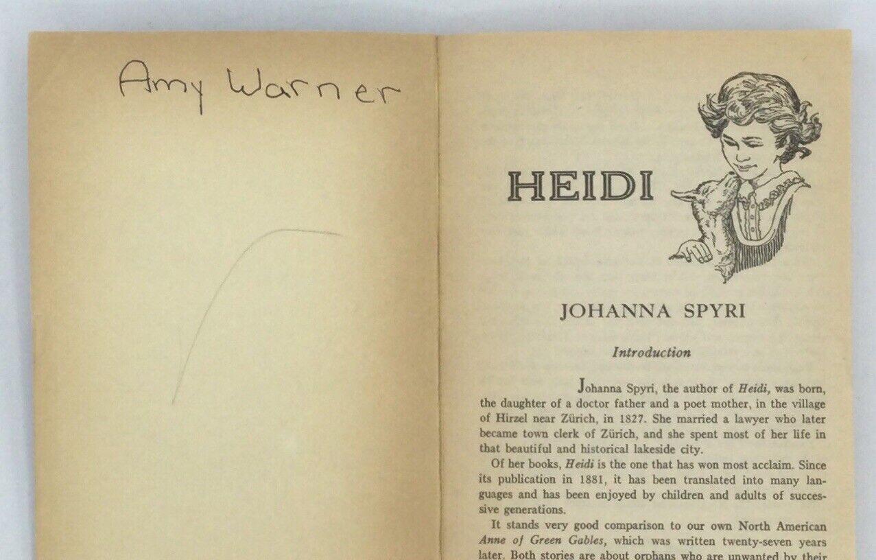 Heidi By Johanna Spyri Paperback 1963