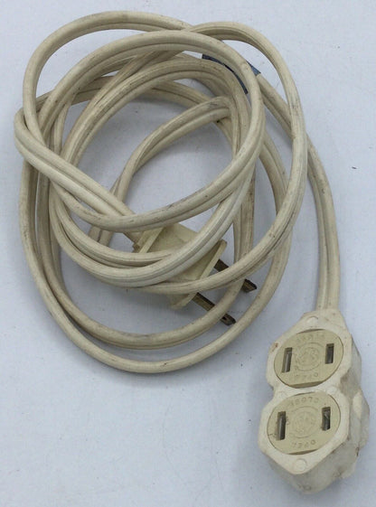 GE Cream 6 Foot (1.83m) 3-Outlet Indoor Extension Cord w/ Twist to Close Outlets