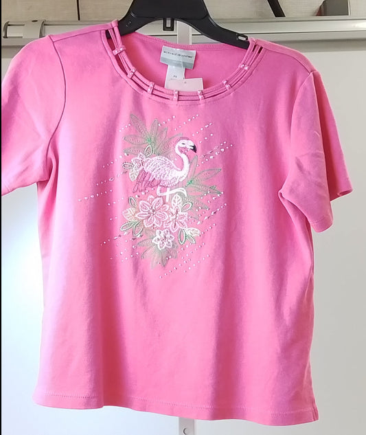 Alfred Dunner Women's Pink Flamingo Shirt