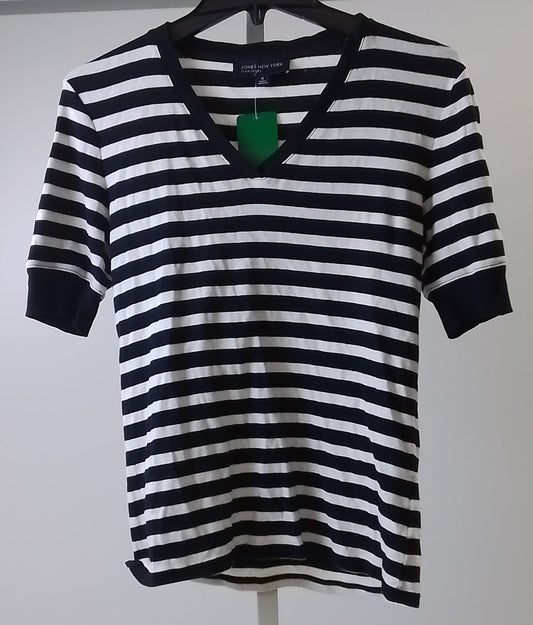 Jones New York Women's Monochrome Striped T-Shirt