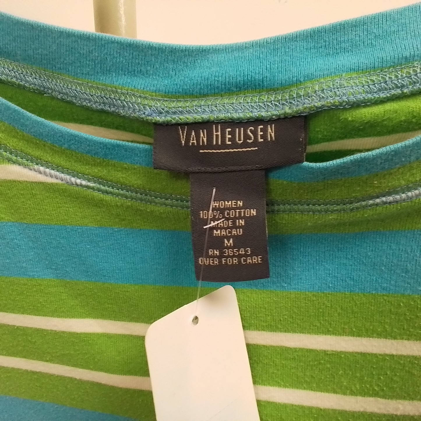 Van Heusen Women's Blue and Green Stripped Shirt