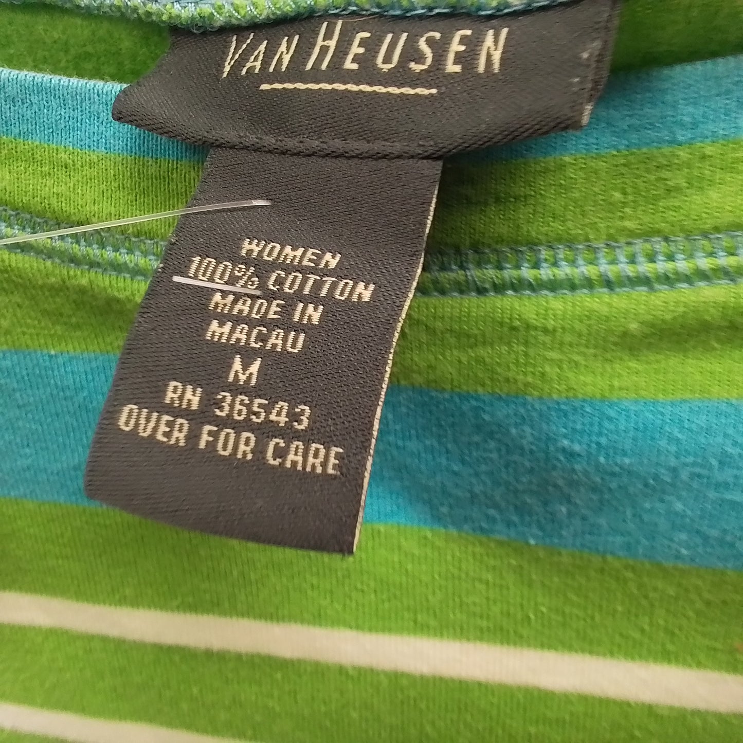 Van Heusen Women's Blue and Green Stripped Shirt