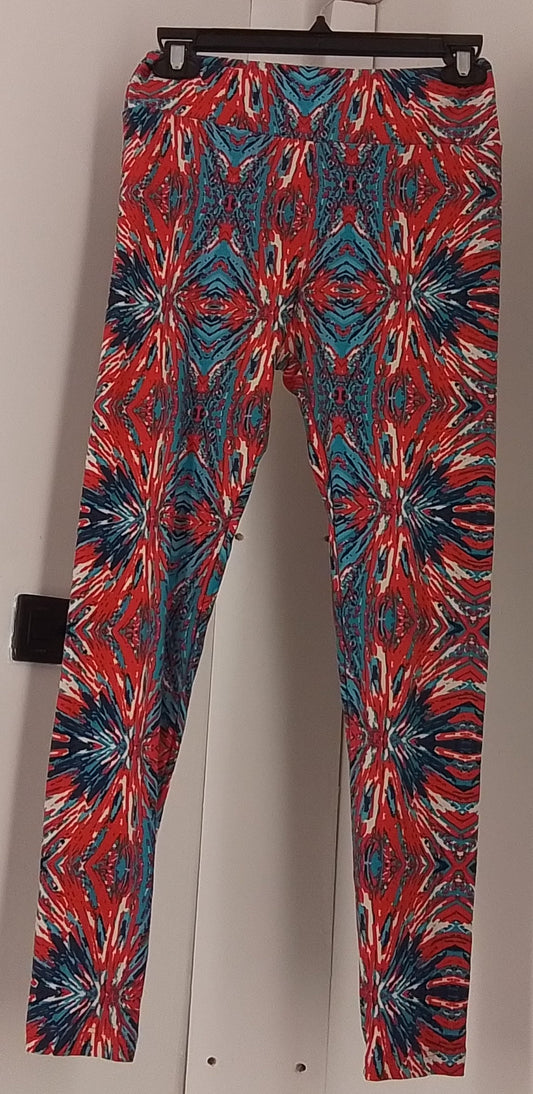 LuLaRoe Women's Red and Blue Leggings