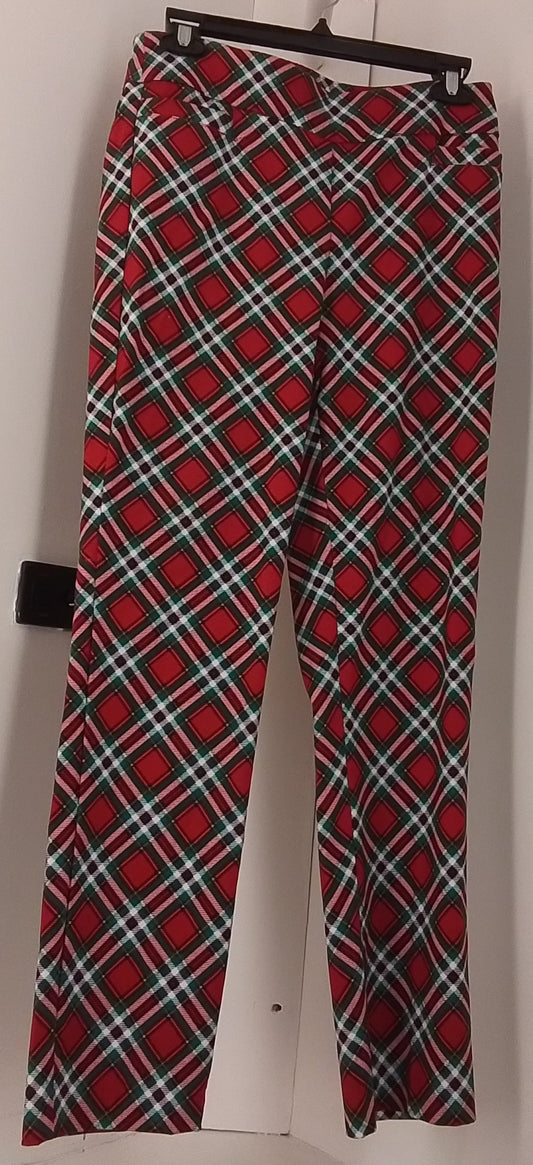 Kim Rogers Women's Red and Green Plaid Pants