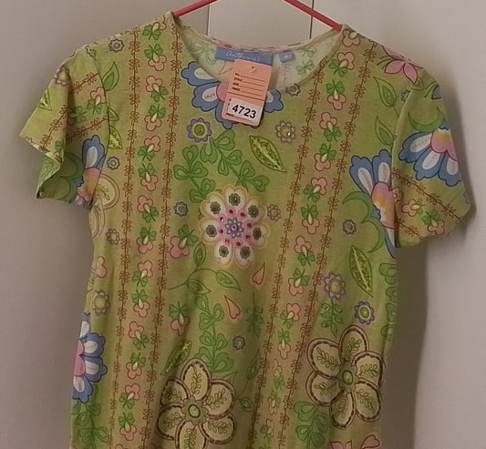 Anthony's Fun Wear Women's Green Floral Shirt