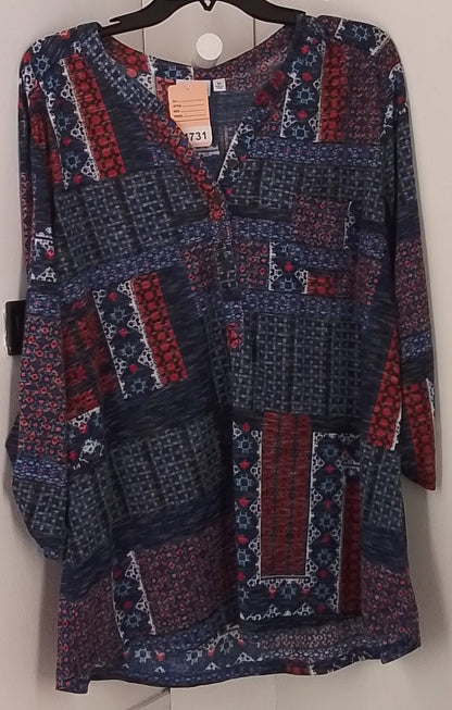 Kim Rogers Women's Blue and Red Blouse