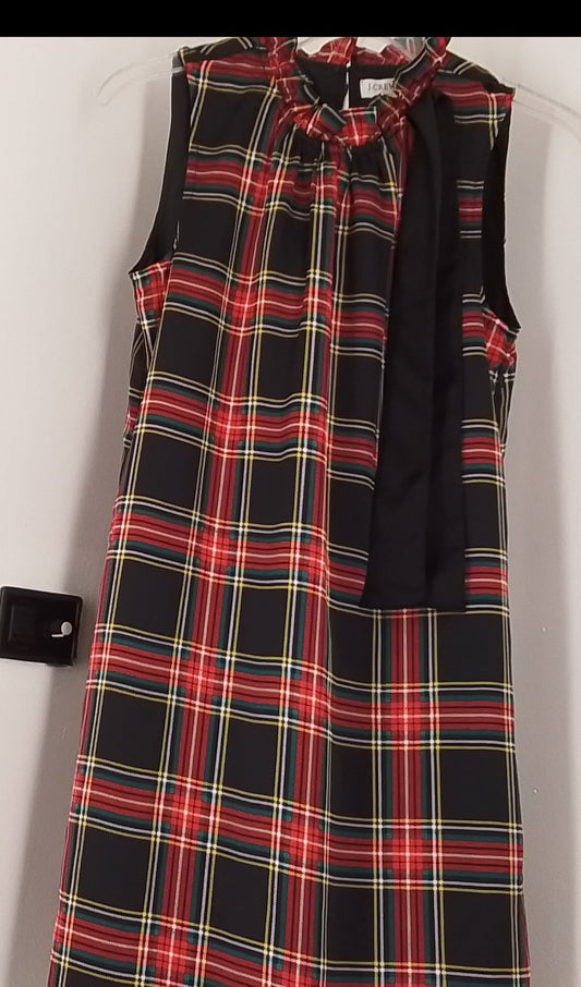 J. Crew Women's Red and Black Flannel Patterned Dress