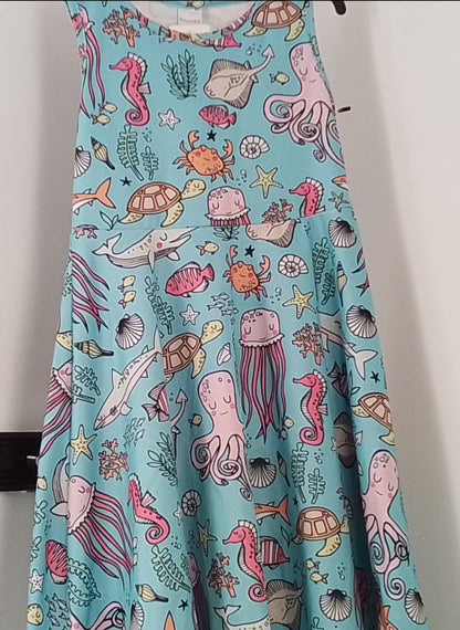 Funnycokid Girls' Blue Aquarium Dress