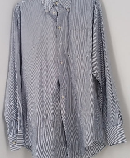 Nautica Men's Blue Striped Long Sleeve Button Up Shirt