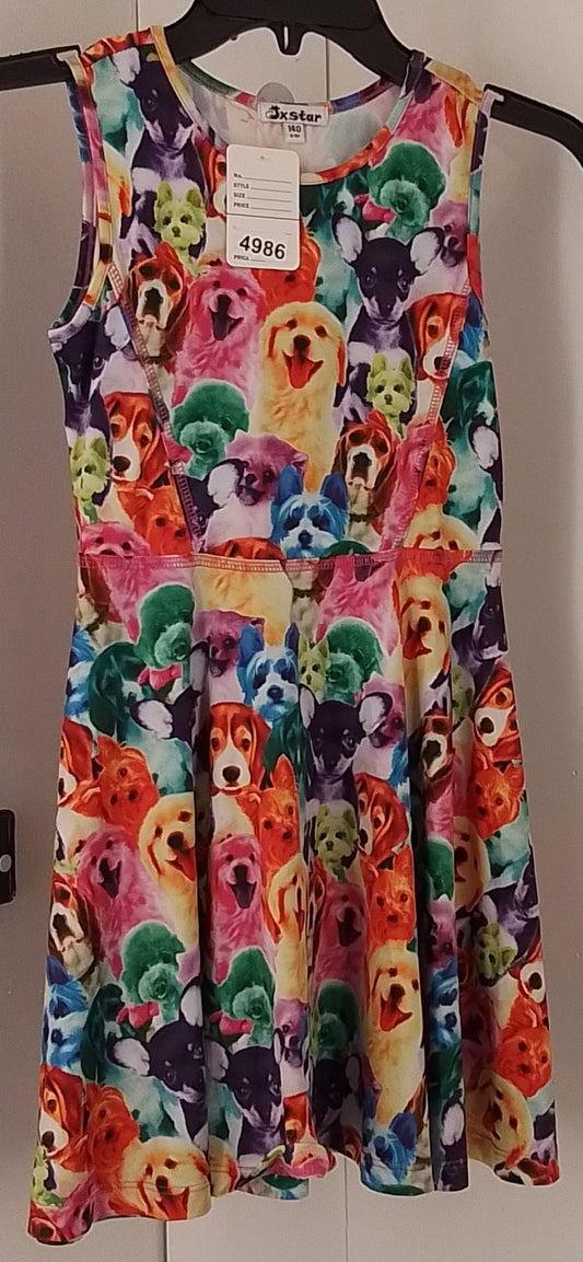 Jxstar Girls' Colorful Puppies Dress
