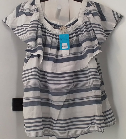 Loft Women's Blue and White Striped Blouse