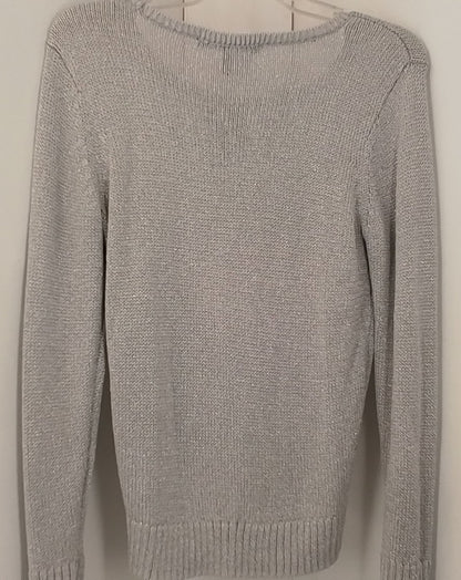 White House Black Market Women's Silver Grey Sweater