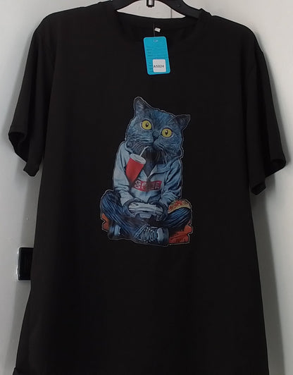 Men's Black Gaming Cat T-Shirt