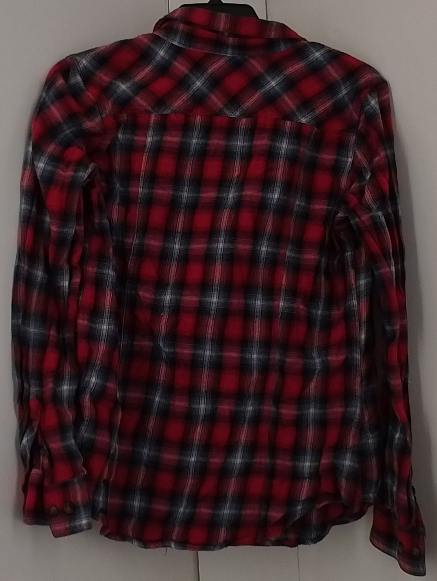 Blue Mountain Red and Blue Plaid Long Sleeve Button Down Shirt