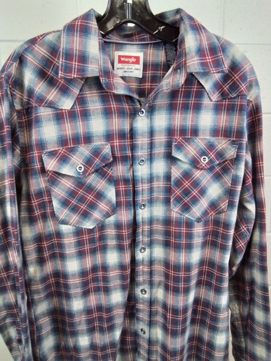 Wrangler plaid multi color shirt sz M