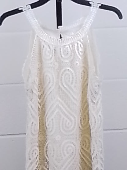 Adiva Sz  lace creme sleeveless blouse