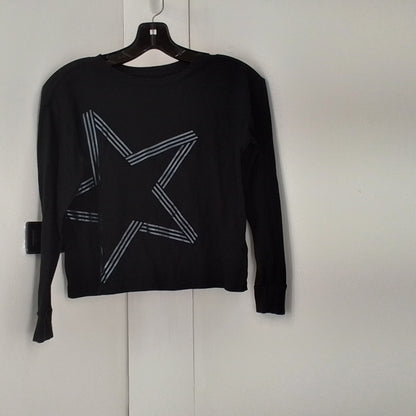 Black/Silver star long sleeve crop top