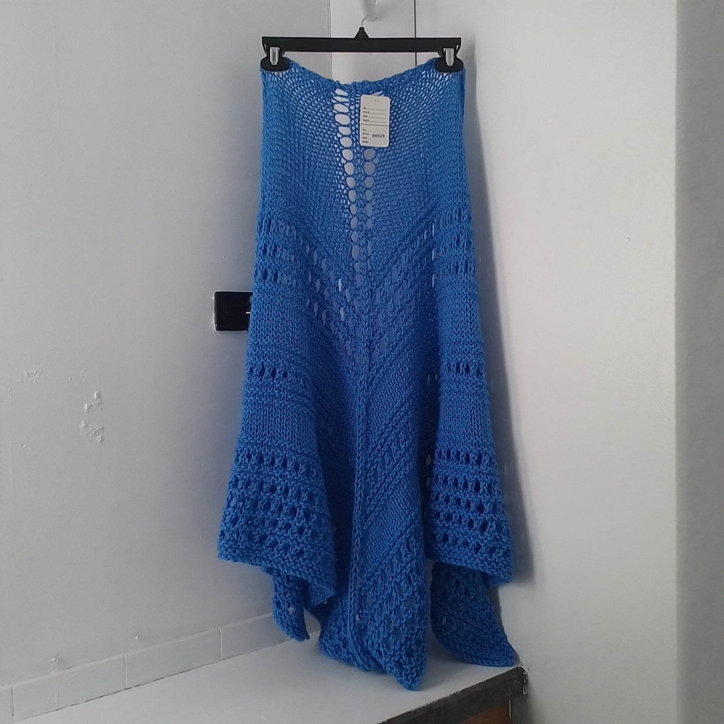 knitted blue shawl