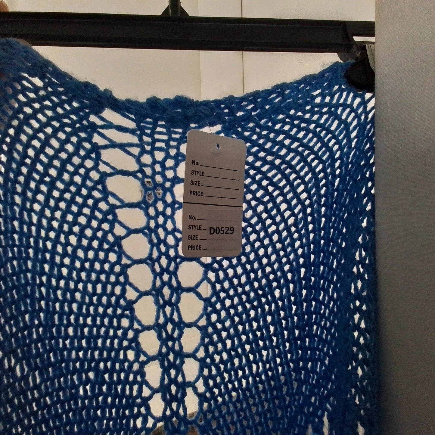 knitted blue shawl