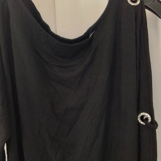 Women's Black Long Sleeve Spandex Party Shirt - Size S, Gently Used
