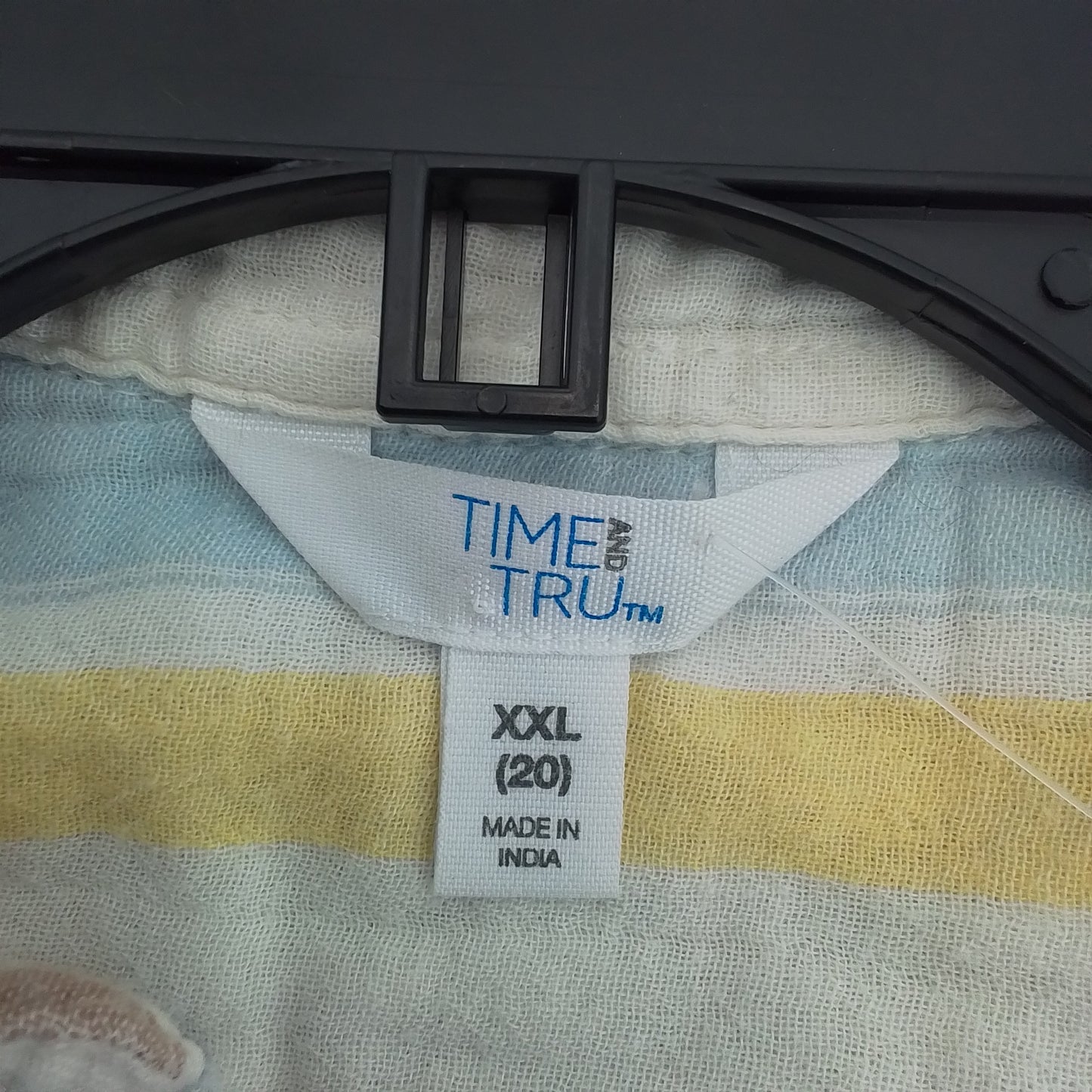 TIME AND TRU Women's Blouse XXL - White, Brown, Aqua, Cotton