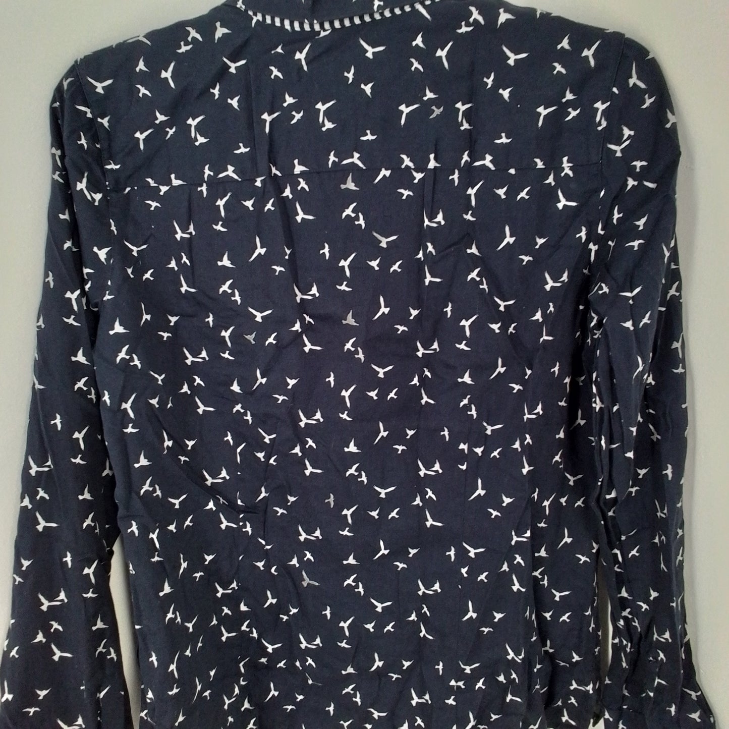 Women's Cotton Button Up Shirt - Blue/White, Size 8
