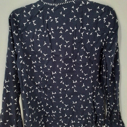 Women's Cotton Button Up Shirt - Blue/White, Size 8